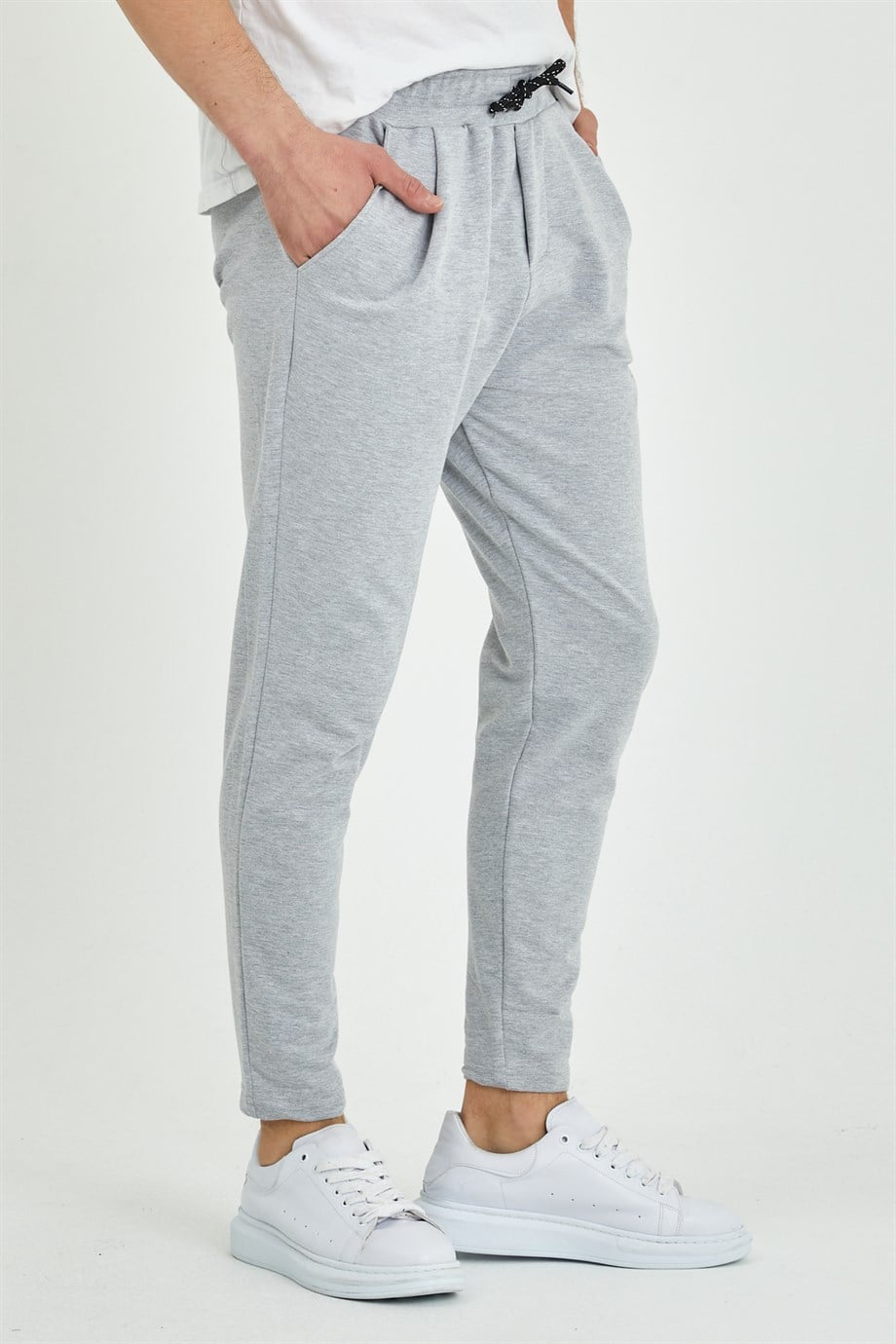 Erkek Gri Slim Fit Dar Paça Eşofman Altı
