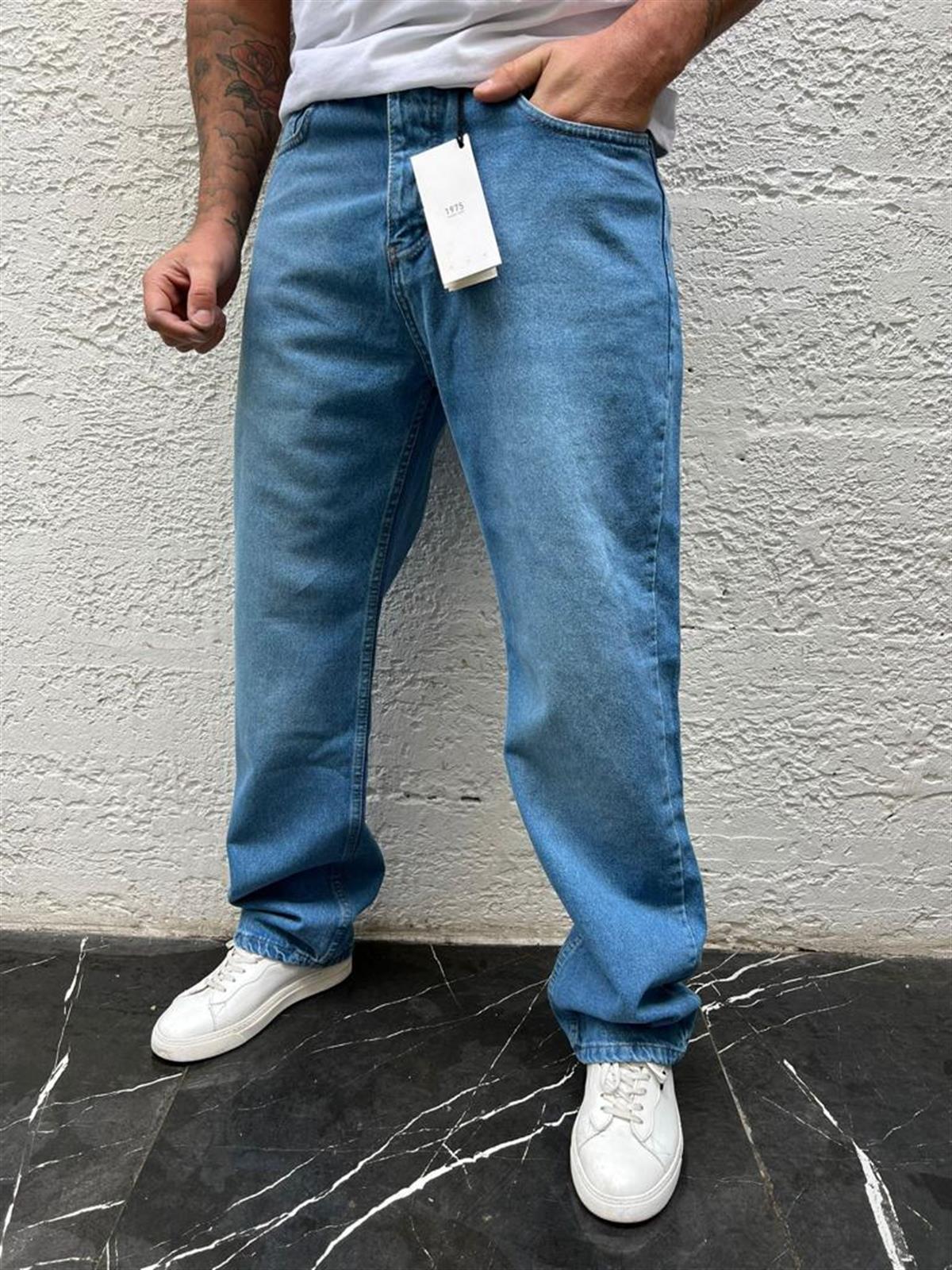 Erkek Mavi Baggy Denim Pantolon