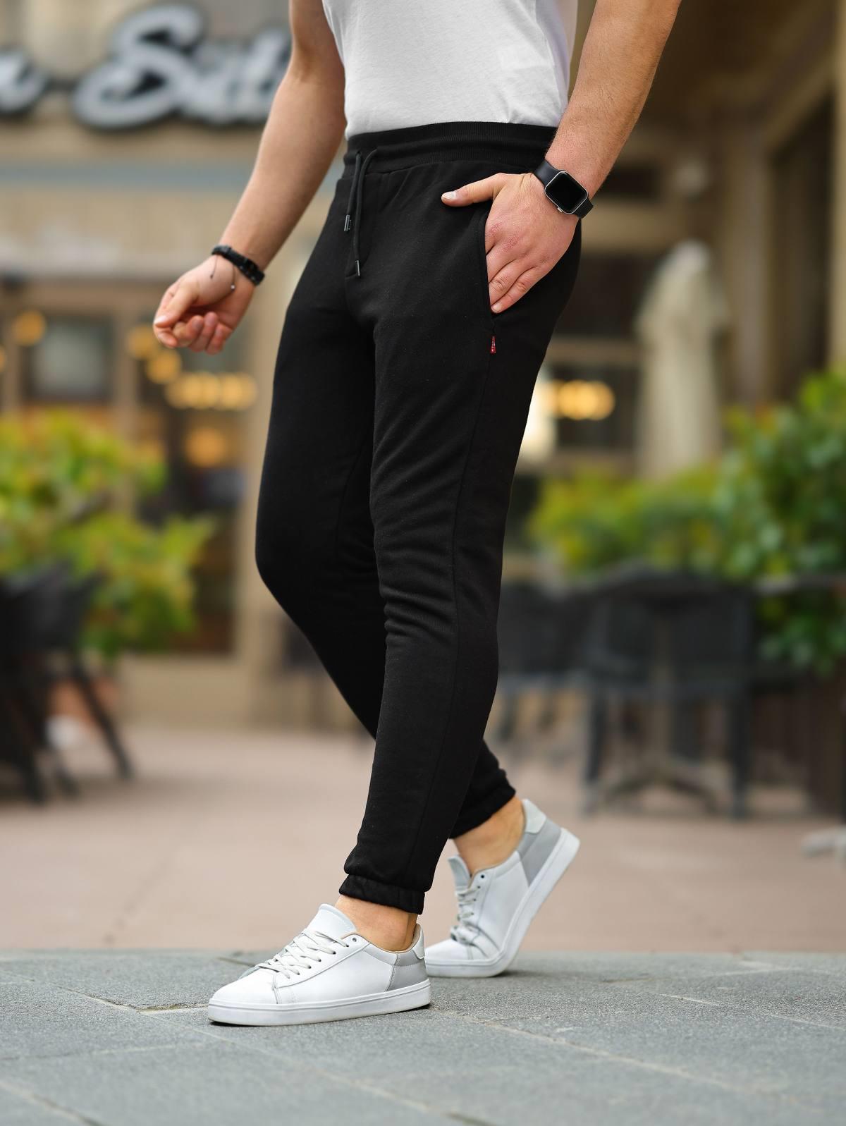 Erkek Siyah Basic Slim Fit Eşofman Altı