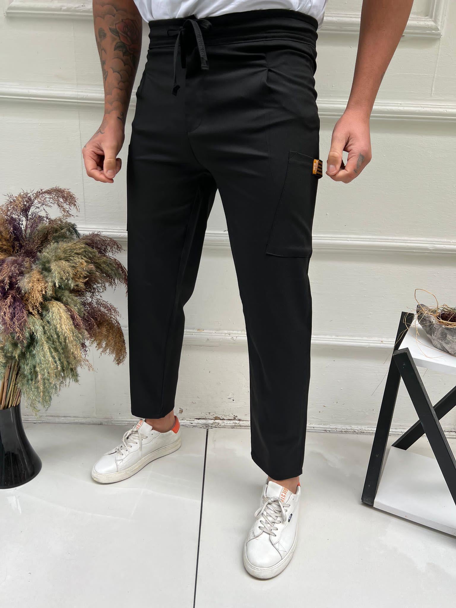Erkek Siyah Relaxed Fit Pantolon
