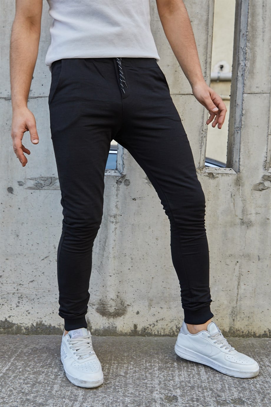 Erkek Siyah Slim Fit Eşofman Altı
