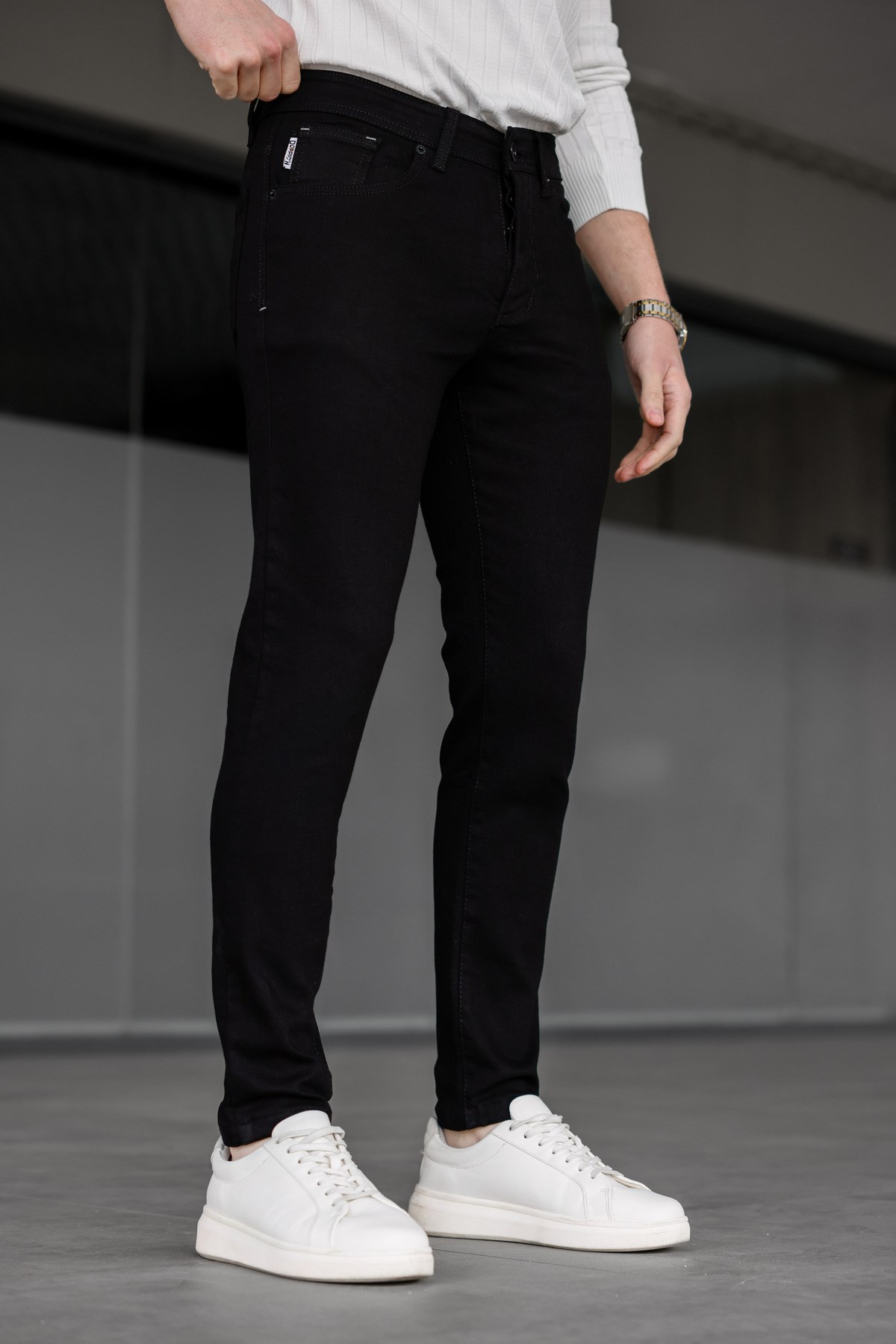 Erkek Siyah Slim Fit Likralı Jean Pantolon