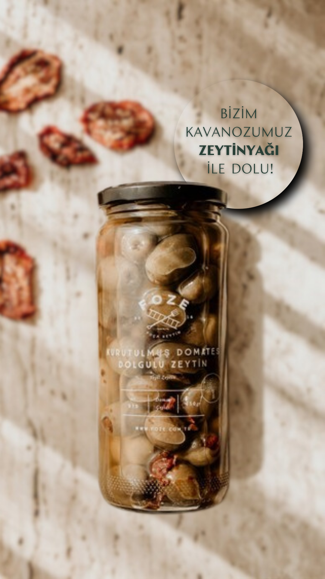 Foze Kurutulmuş Domates Dolgulu Yeşil Zeytin 450 gr