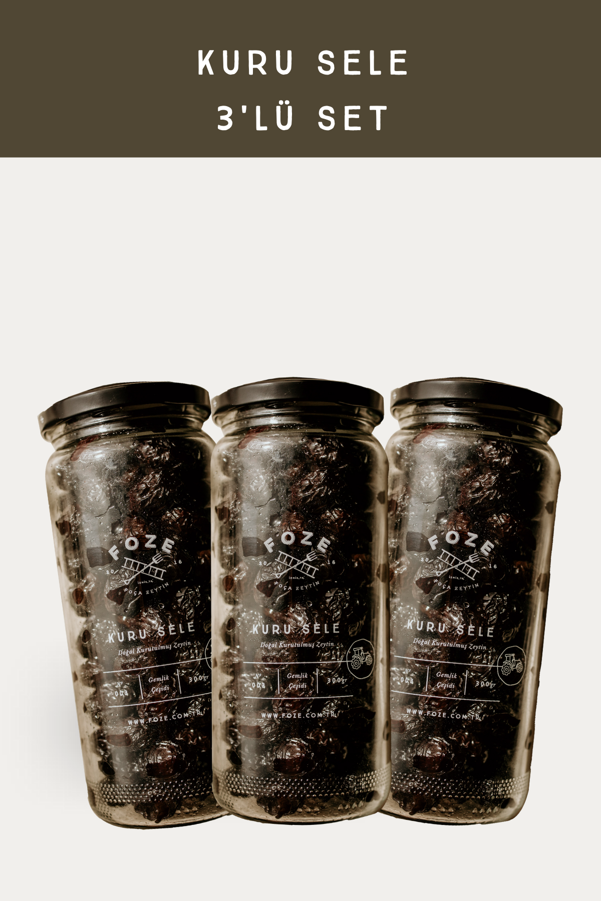 Az Tuzlu Kuru Sele Siyah Zeytin 300 gr (3'LÜ SET)