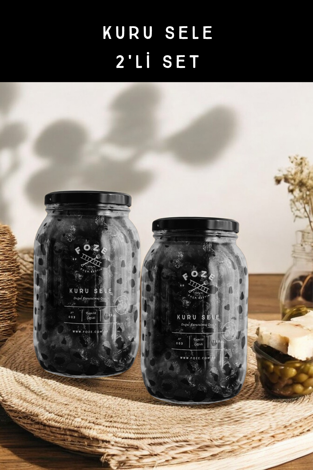 Foze Az Tuzlu Kuru Sele Siyah Zeytin 1300 gr (2'Lİ SET) - Yeni Mahsül