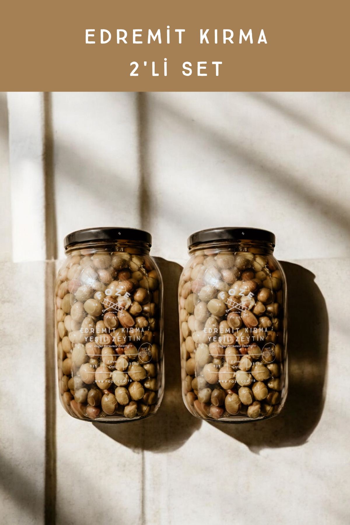 oze Yeşil Edremit Kırma Yeşil Zeytin 1300 Gr (2'li Set)