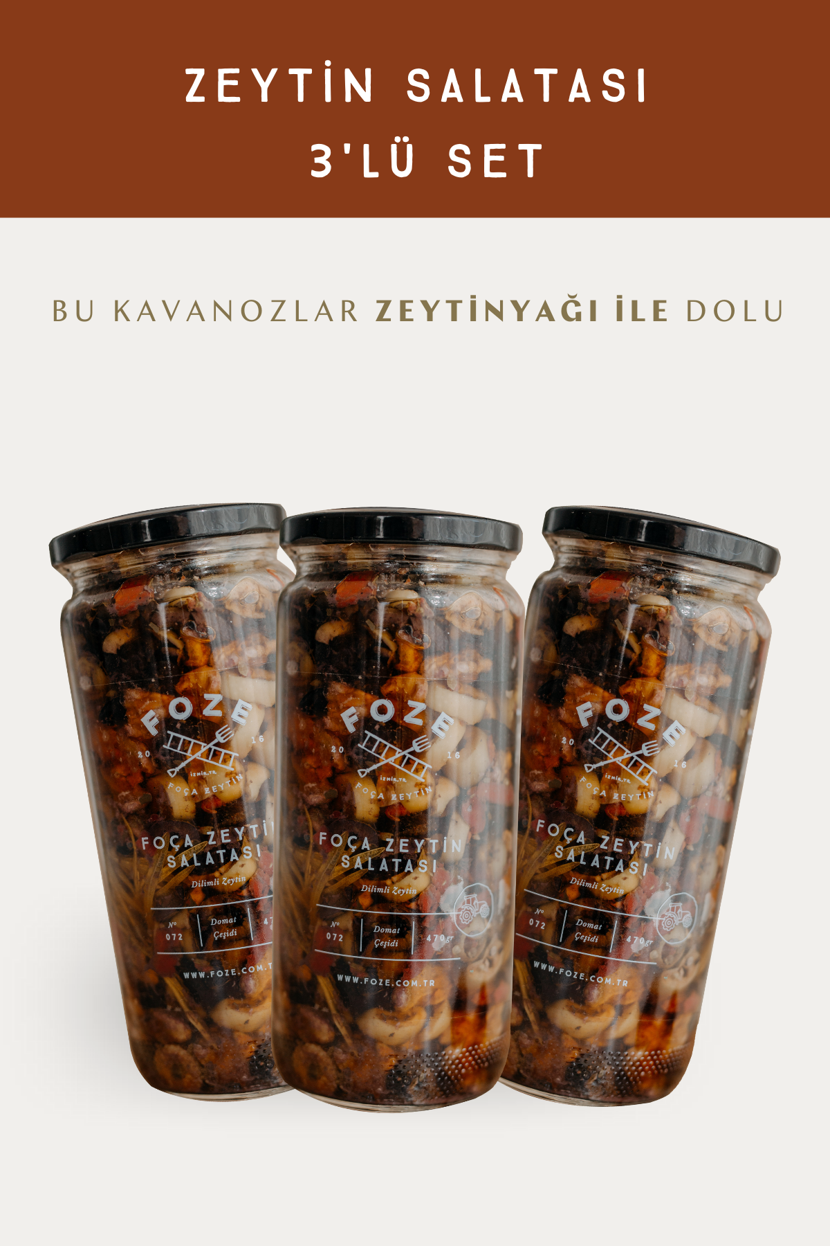 Foze Foça Zeytin Salatası 470 Gr (3'lü Set)