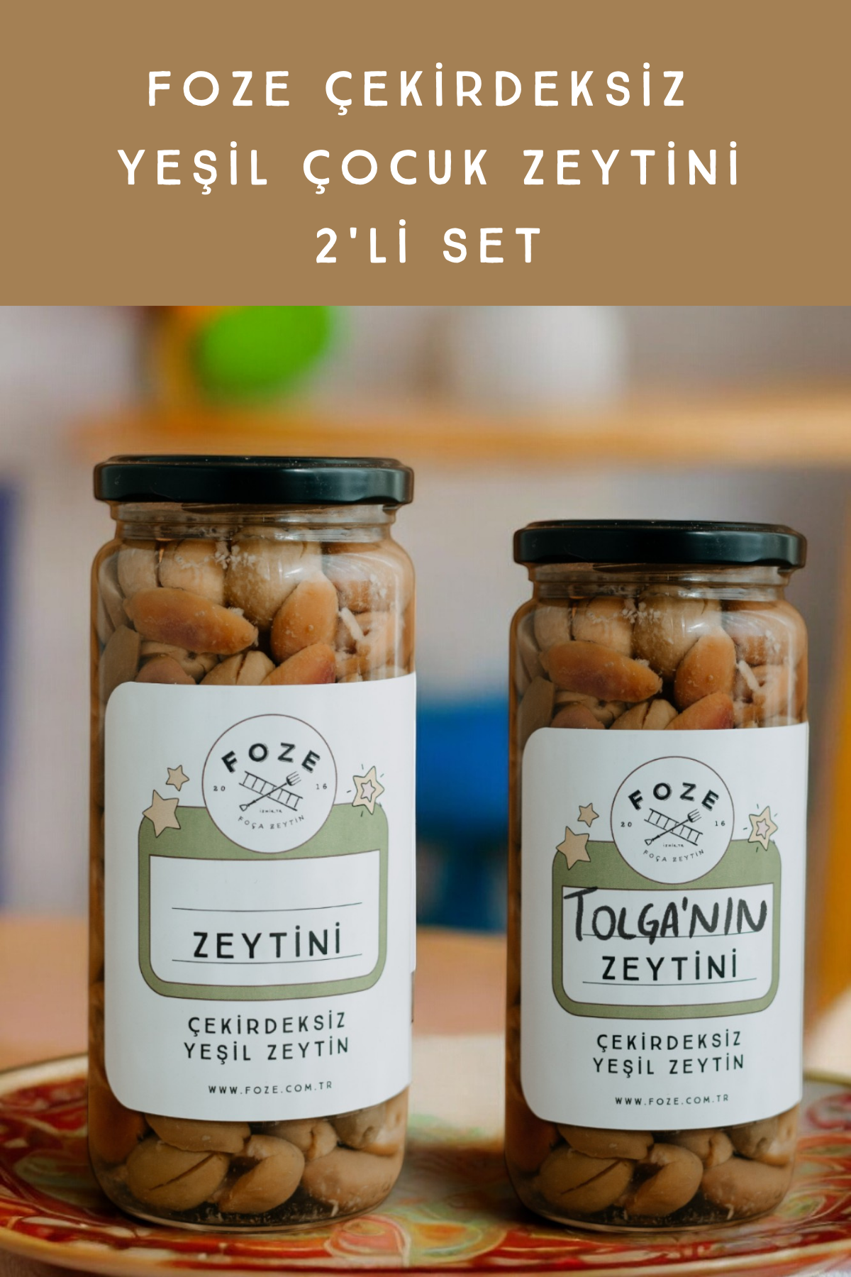 Foze Çekirdeksiz Çocuk Zeytini - Yeşil 300 Gr (2'li Set)