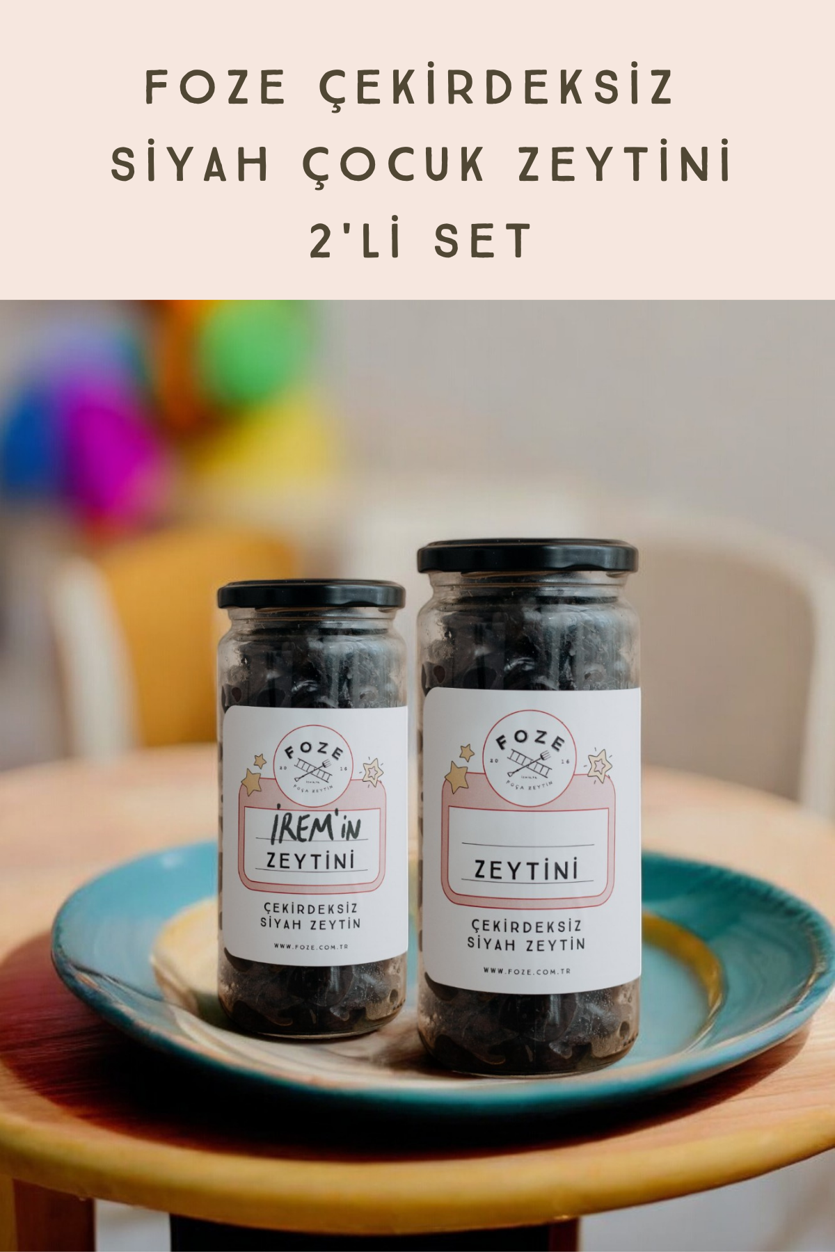Foze Çekirdeksiz Çocuk Zeytini - Siyah 300gr (2'li Set)
