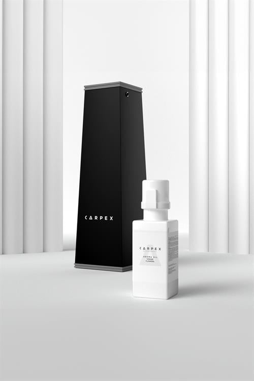 Auramax Pro 1200L Geniş Alan Koku Makinesi Siyah ve Ginger Flowers Auramax Koku Kartuşu 250 ML Seti