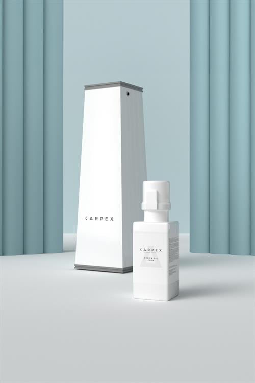 Auramax Pro 1200L Geniş Alan Koku Makinesi Beyaz ve Cute Auramax Koku Kartuşu 250 ML Seti