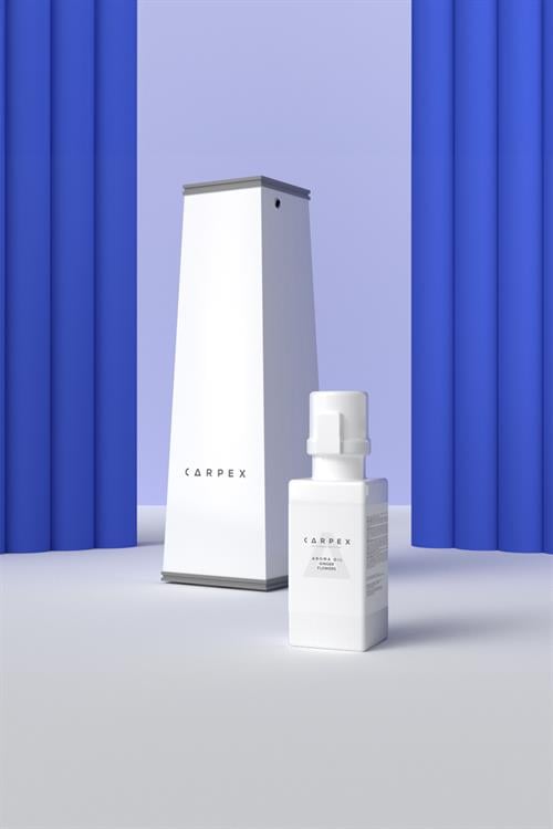 Auramax Pro 1200L Geniş Alan Koku Makinesi Beyaz ve Ginger Flowers Auramax Koku Kartuşu 250 ML Seti