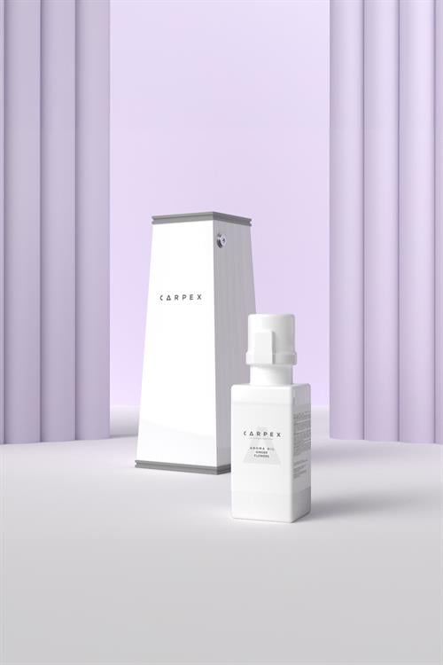 Auramax Pro 1200S Geniş Alan Koku Makinesi Beyaz ve Ginger Flowers Auramax Koku Kartuşu 250 ML Seti