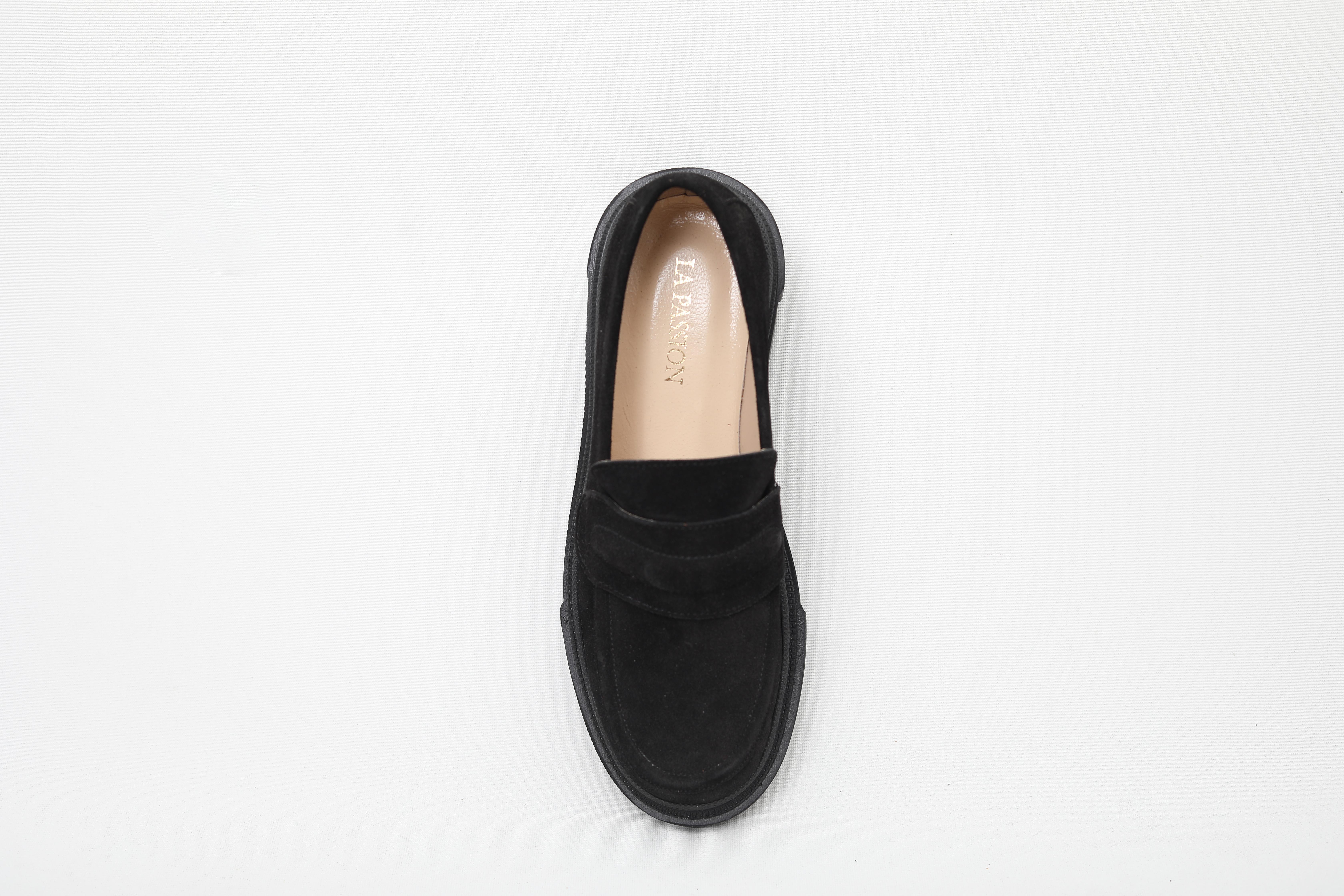 Hakiki Süet Kalın Taban Siyah Kadın Loafer