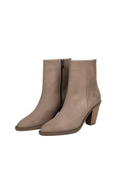 Fermuarlı Süet Vizon Kadın Bot