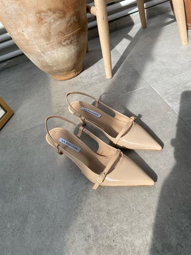 Arkası Açık Dekolteli Rugan Nude Kadın stiletto