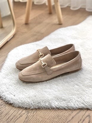Süet Bej Kadın Loafer