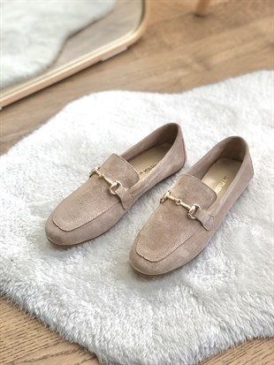 Süet Bej Kadın Loafer