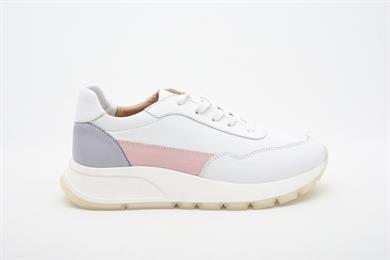 Hakiki Deri Pembe Detaylı Beyaz Kadın Sneaker 