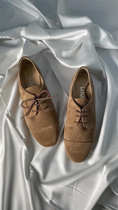 Hakiki Deri Süet Bağcıklı sigarro Kadın Loafer