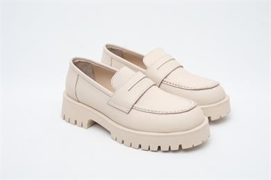 Kalın Taban Krem Kadın Loafer
