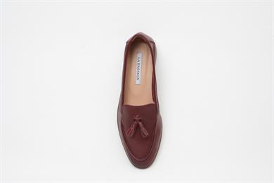 Püsküllü Hakiki Deri Bordo Kadın Loafer