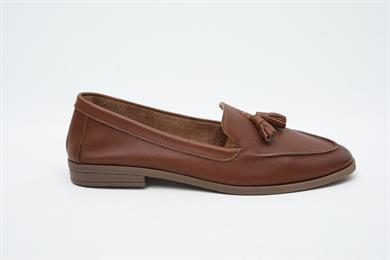 Püsküllü Hakiki Deri Kahve Kadın Loafer