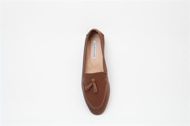 Püsküllü Hakiki Deri Kahve Kadın Loafer