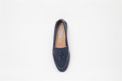 Püsküllü Hakiki Deri Lacivert Kadın Loafer