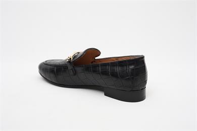 Tokalı Kroko Siyah Kadın Loafer