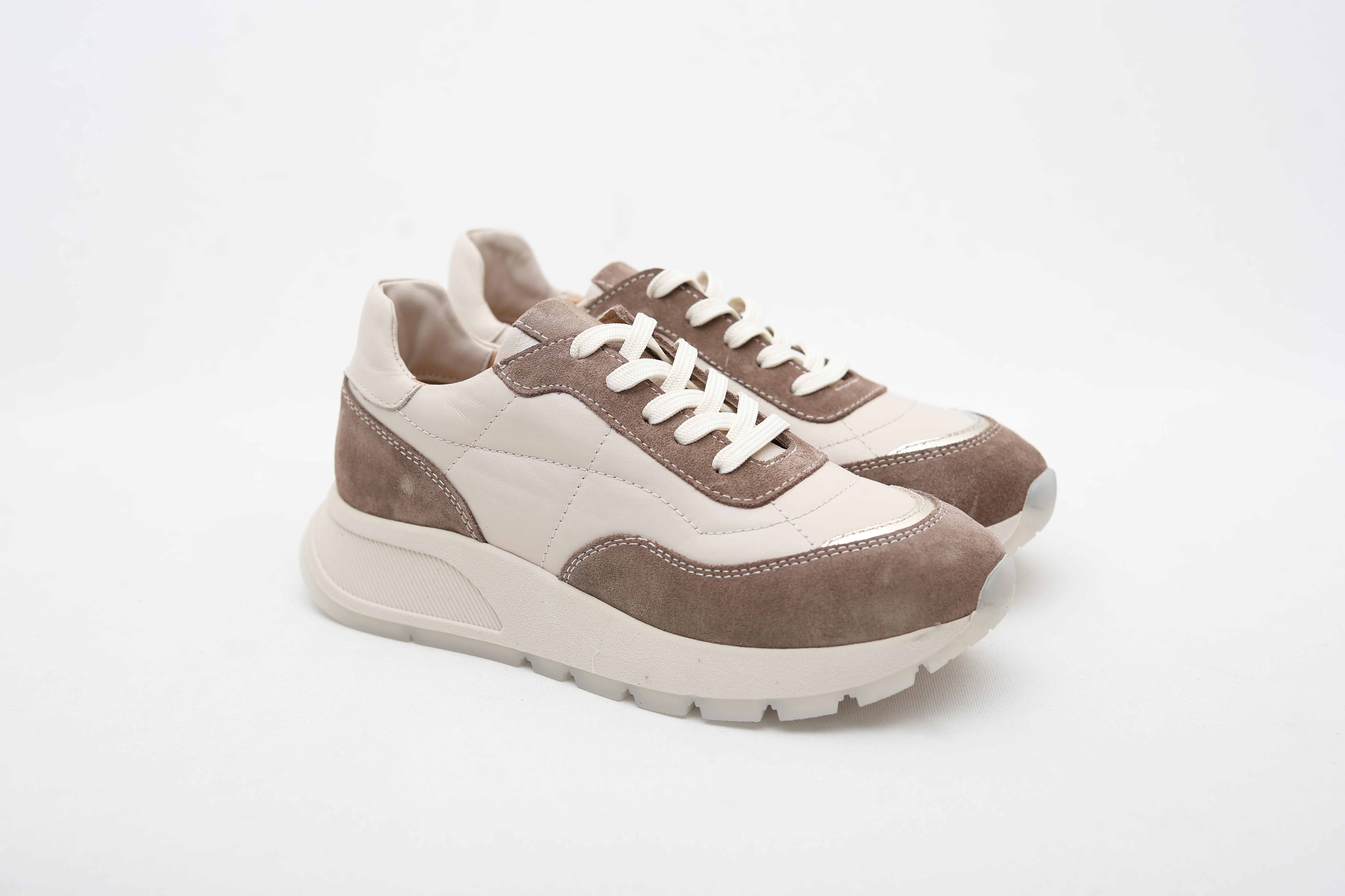 HAKİKİ DERİ BEJ KAHVERENGİ SNEAKER