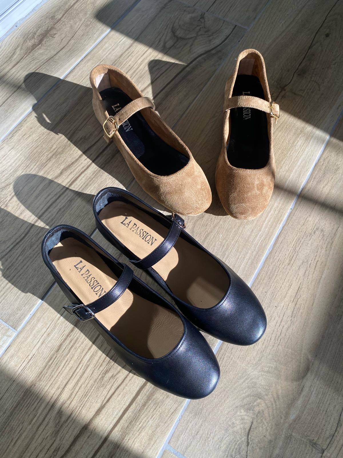 hakiki deri kuşaklı zara model siyah kadın babet