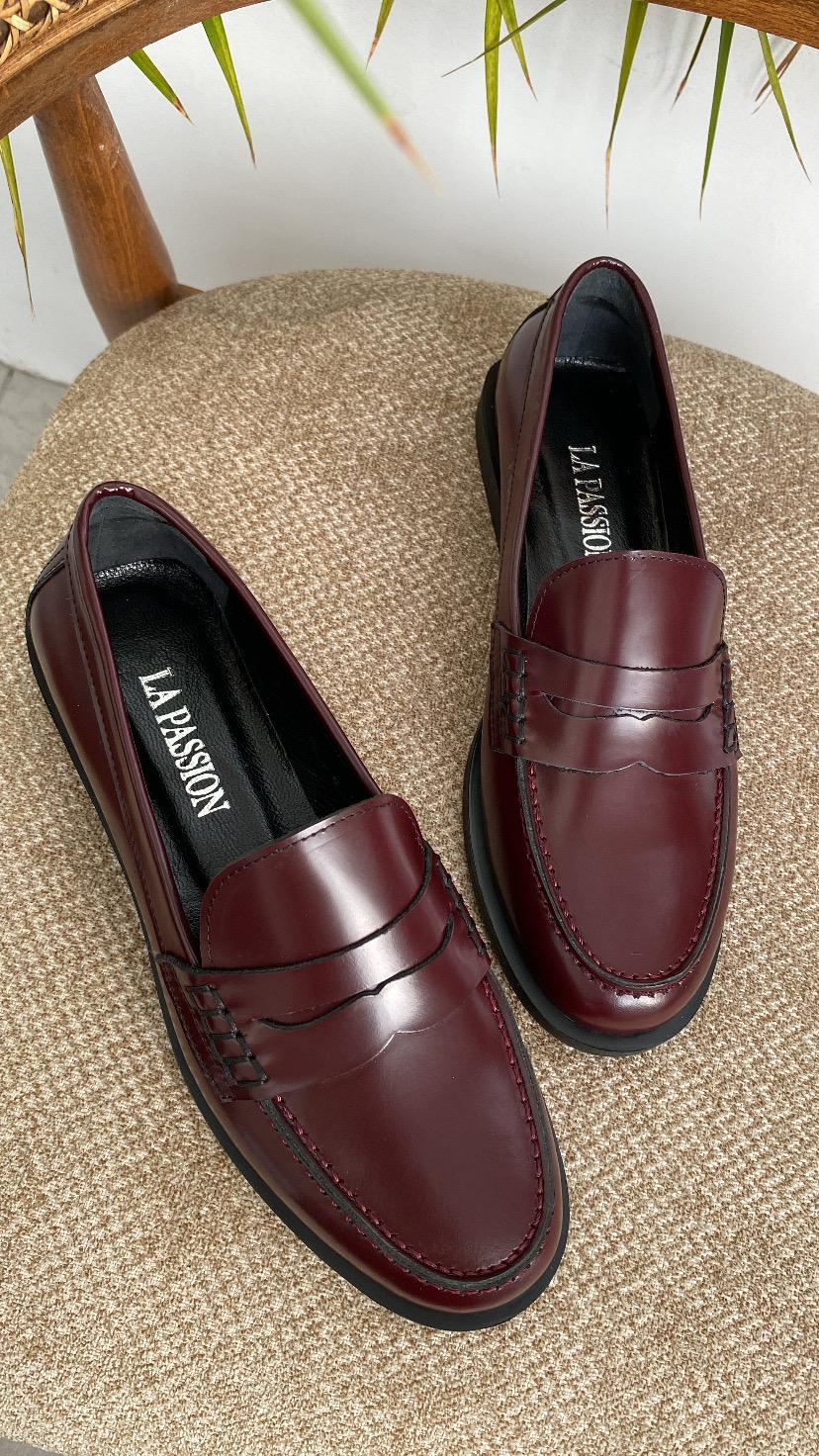 RUGAN KARE TOPUK BORDO LOAFER