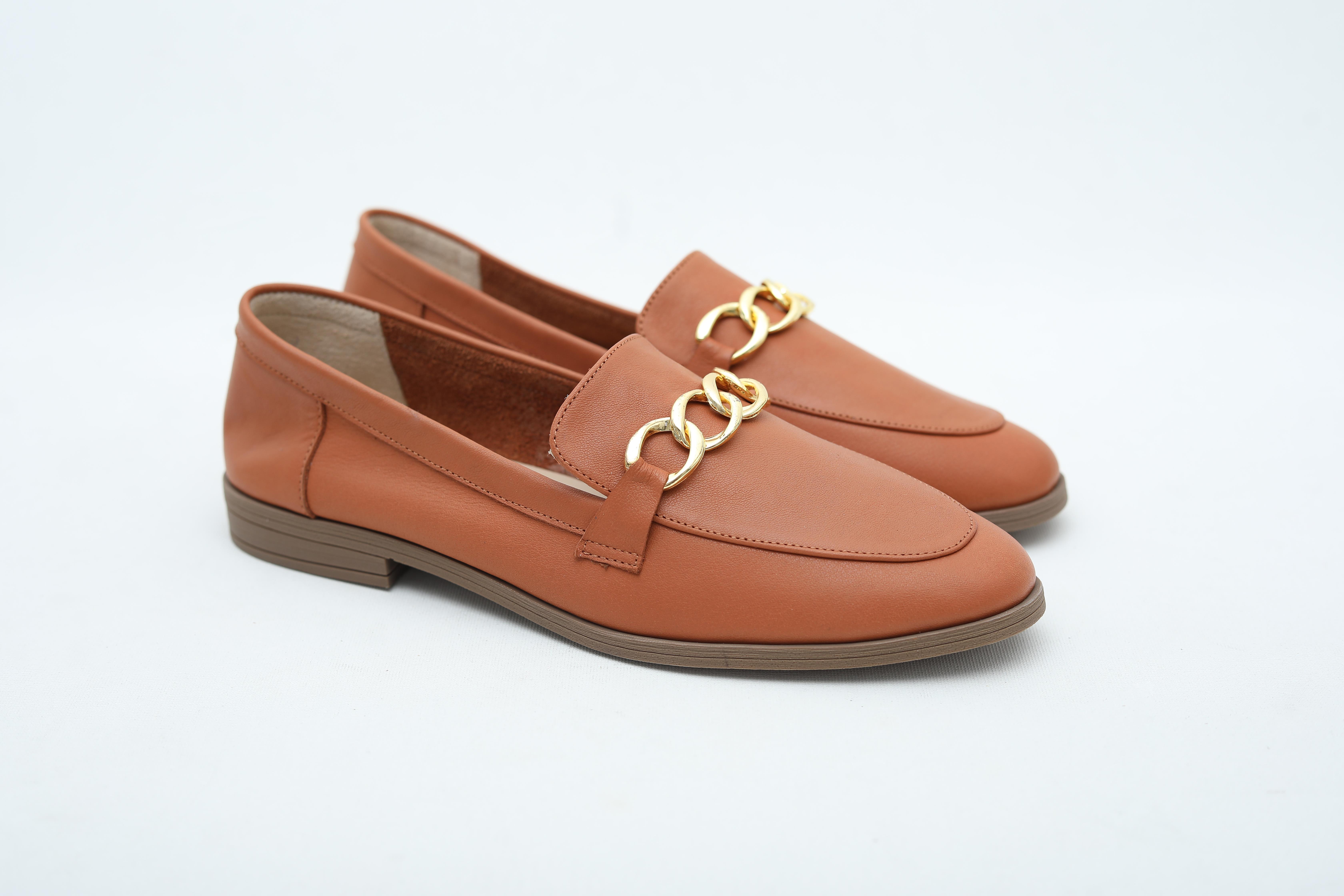 ZİNCİRLİ HAKİKİ DERİ TABA LOAFER