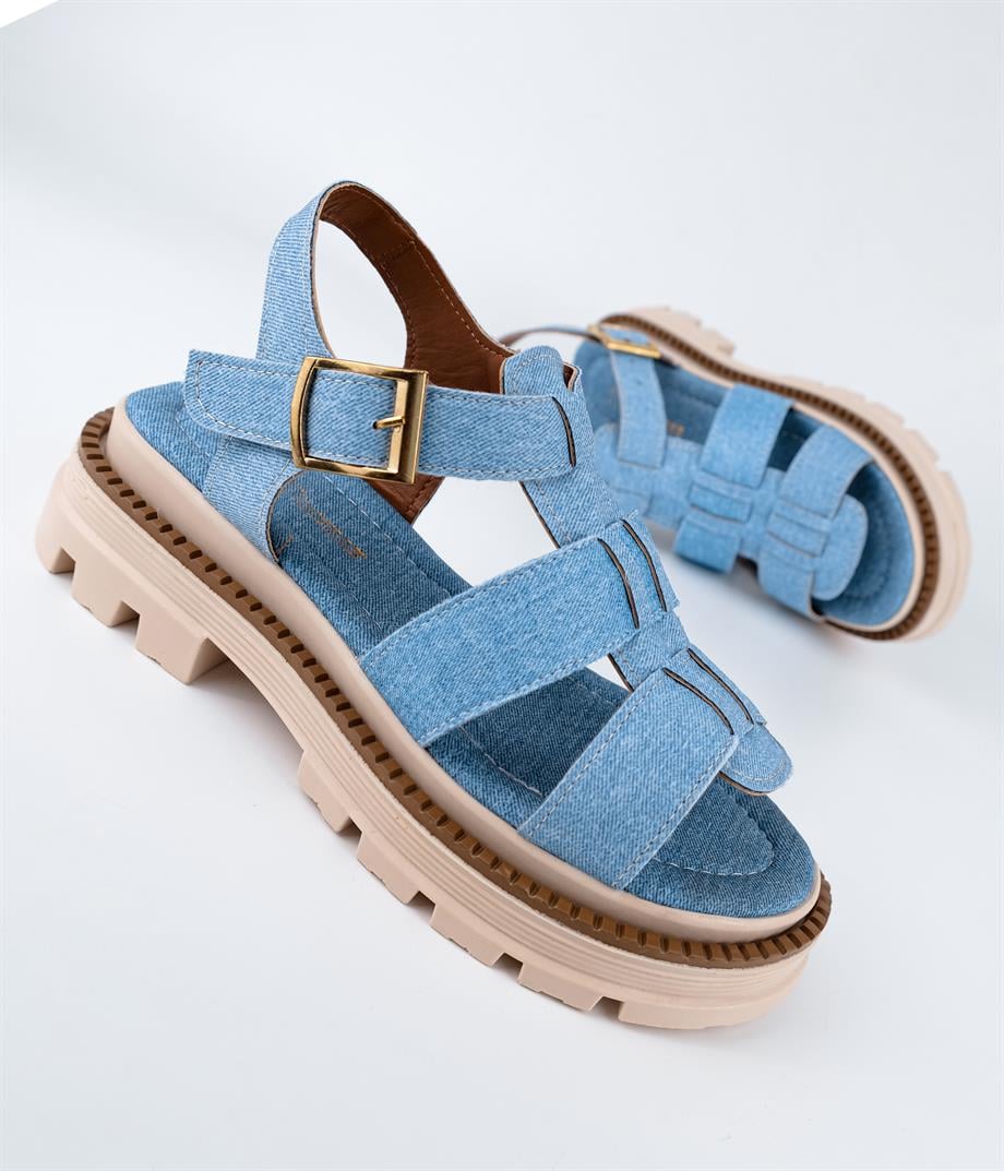 Akira Buz Mavisi Denim Sandalett 