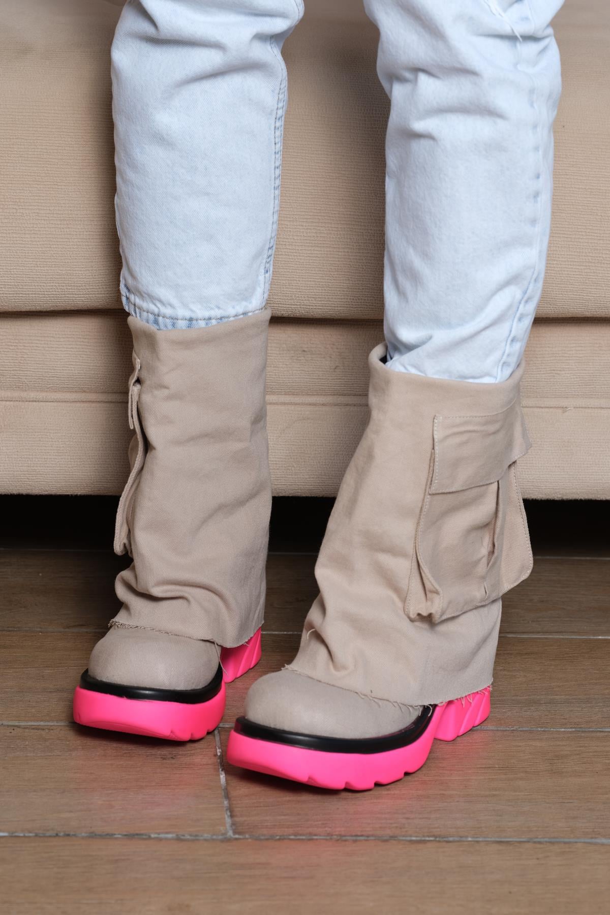 Beti Ten Kargo Cepli Pembe Taban Bot 