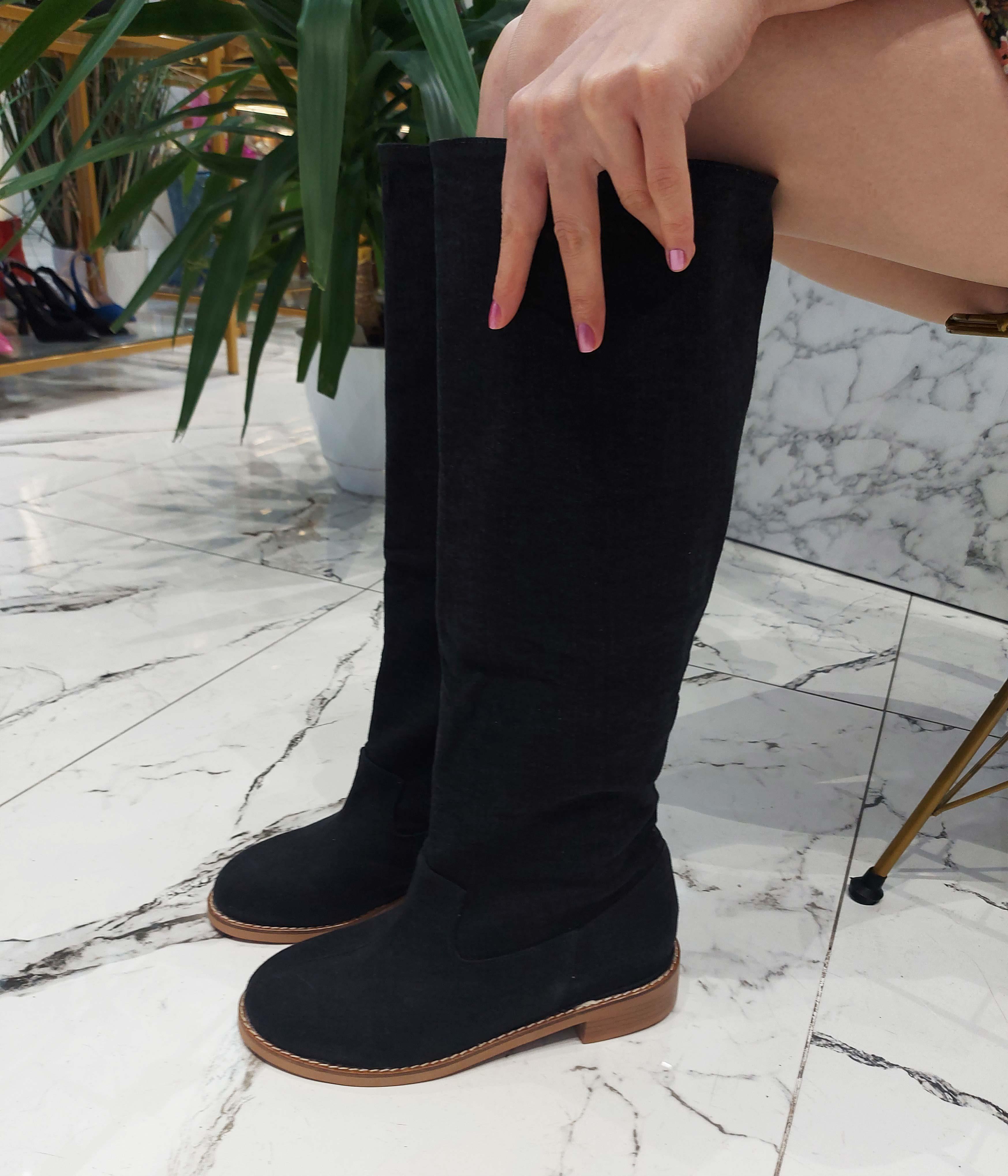 CAROL Siyah Denim  Çizme 