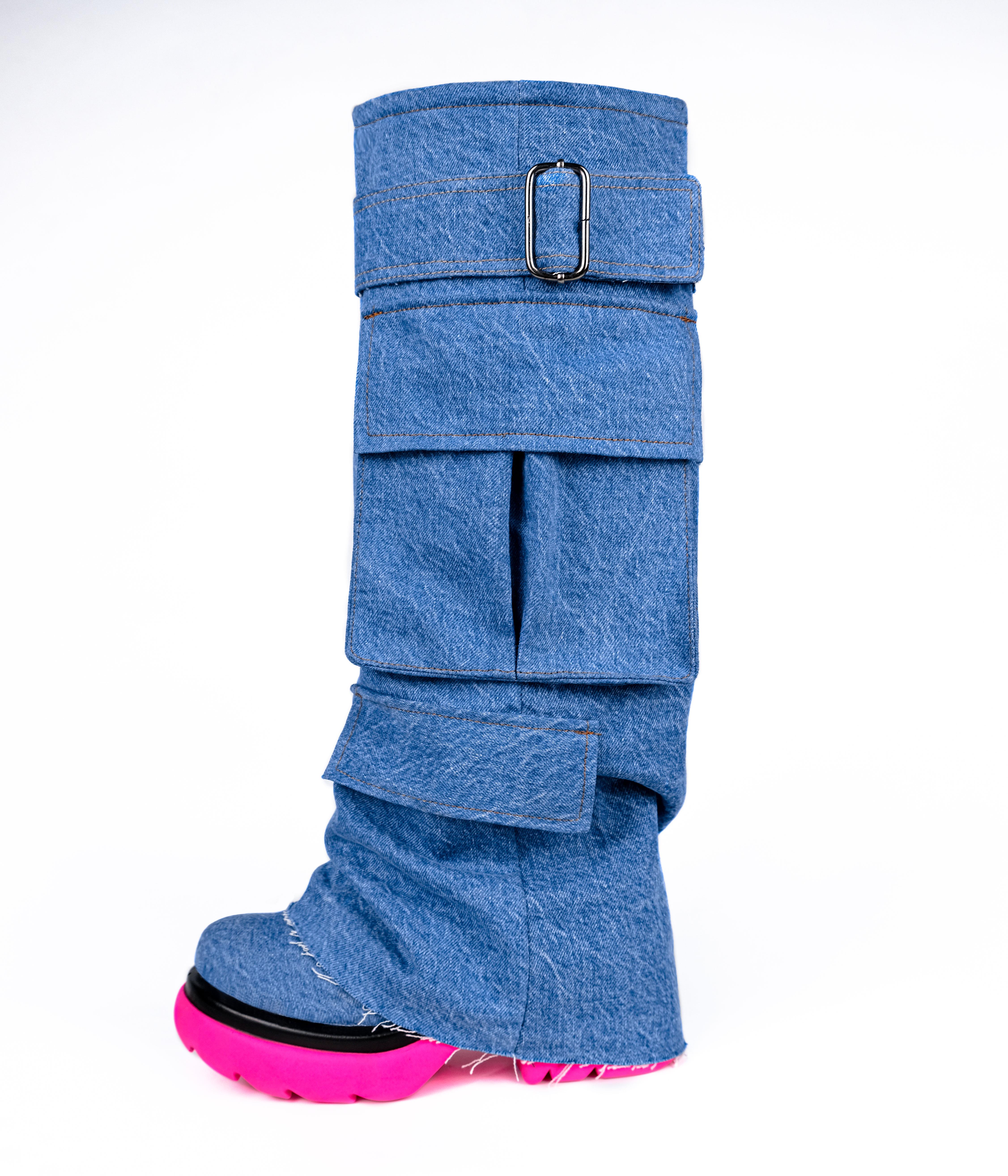 FABİO Denim Pembe Taban Çizme