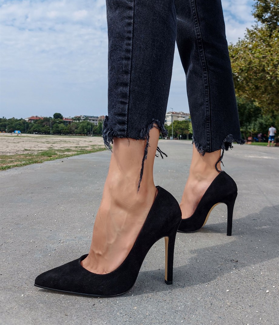 MERCY Siyah Süet Stiletto