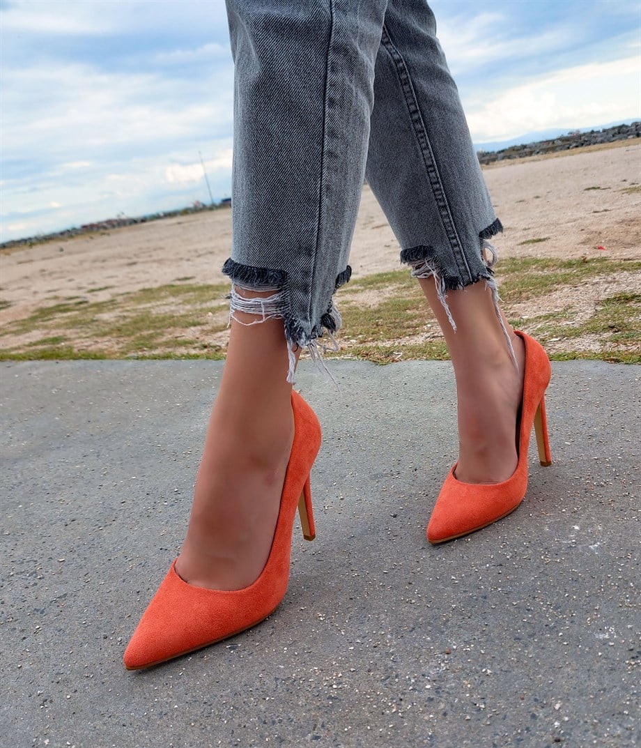 MERCY Turuncu Süet Stiletto
