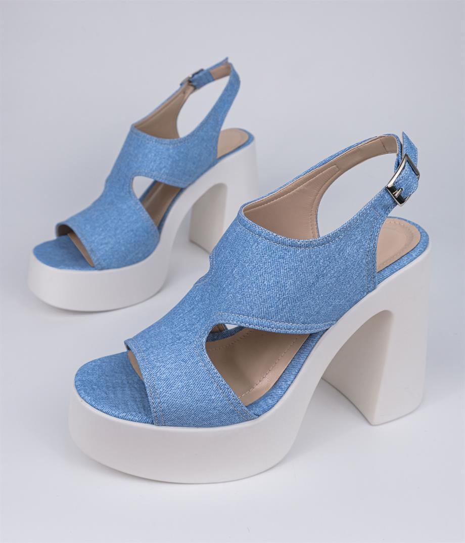 Merlin Buz Mavisi Denim Platformlu Sandalet 