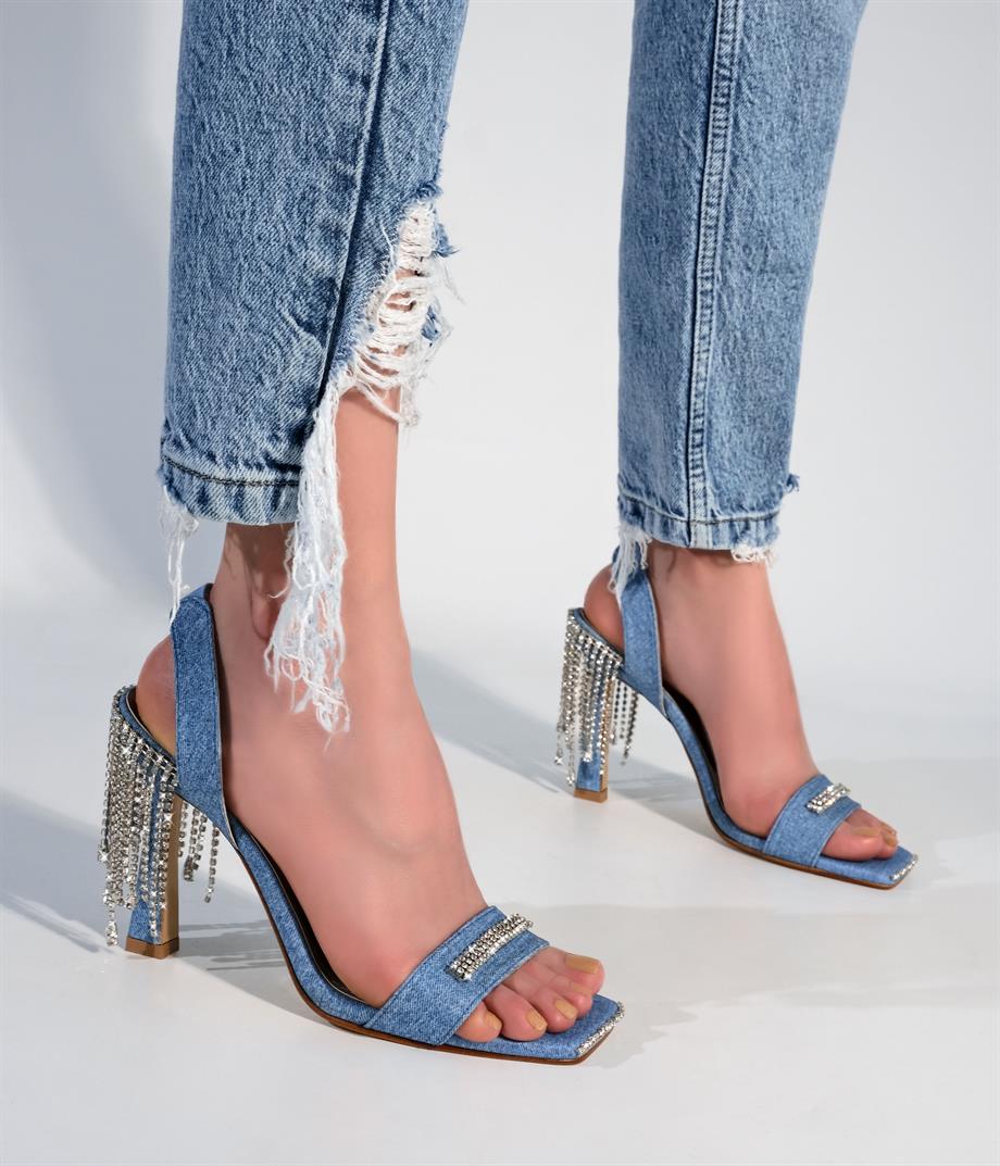 Meryln Denim Taş Detaylı Sandalet