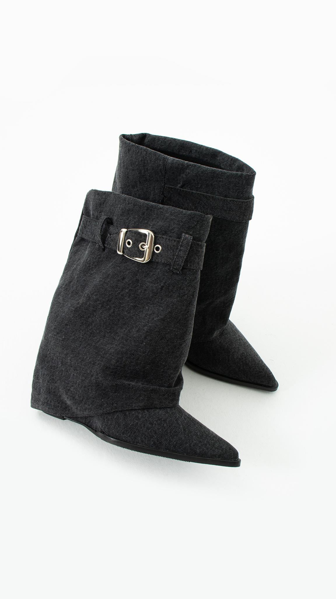 Rosa Siyah Denim Dolgu Topuk Bot
