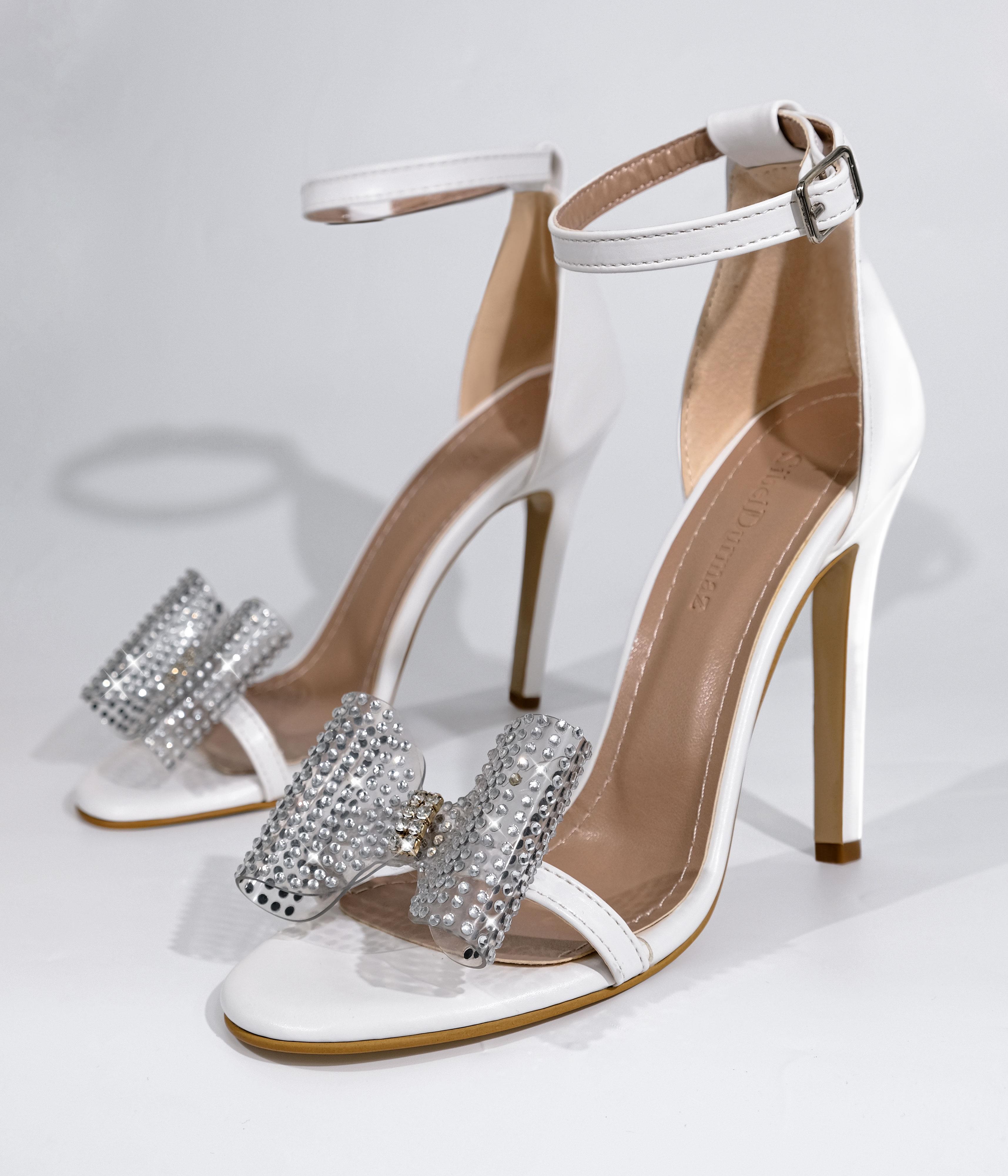 Arci White Matte Leather Sandals with Bowtie