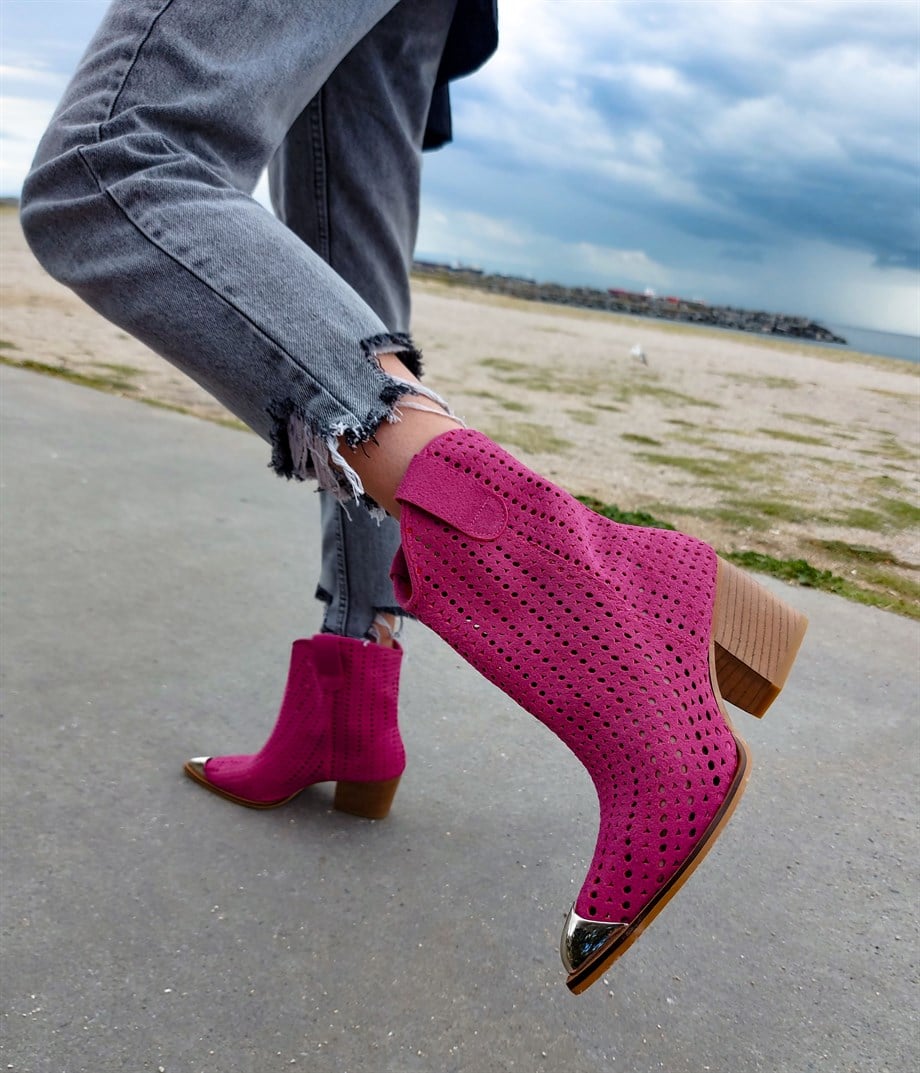 Belinda Fuchsia Suede Leather Dallas Boots