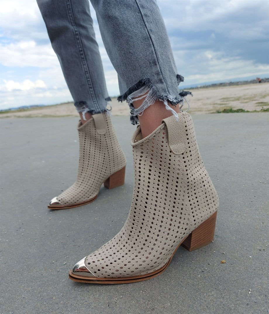 Belinda Nude Suede Leather Dallas Boots