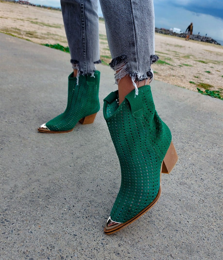 Belinda Green Suede Leather Dallas Boots