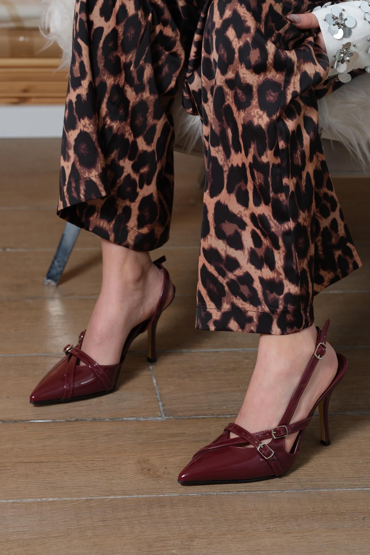 Cherry Bordo Stiletto Sandalet