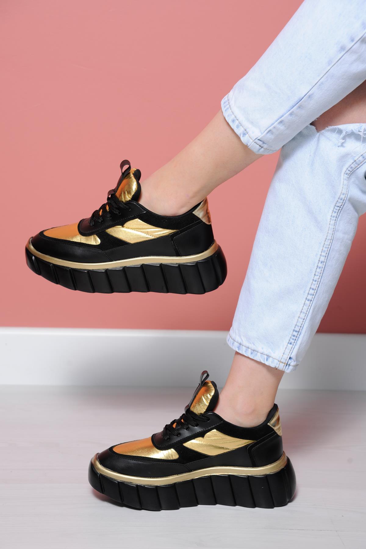 Elen Gold Bağcıklı Sneakers 