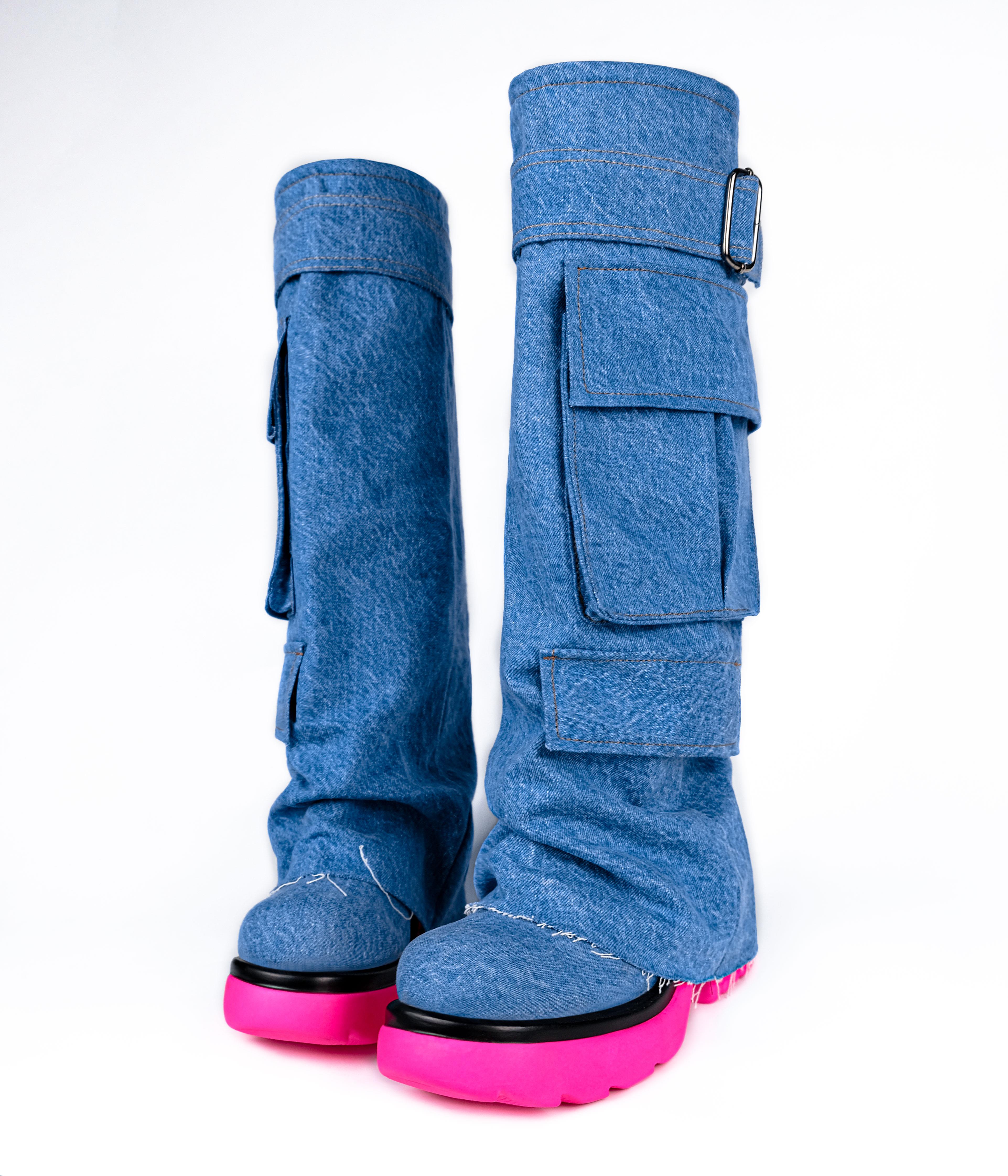 FABİO Denim Pembe Taban Çizme